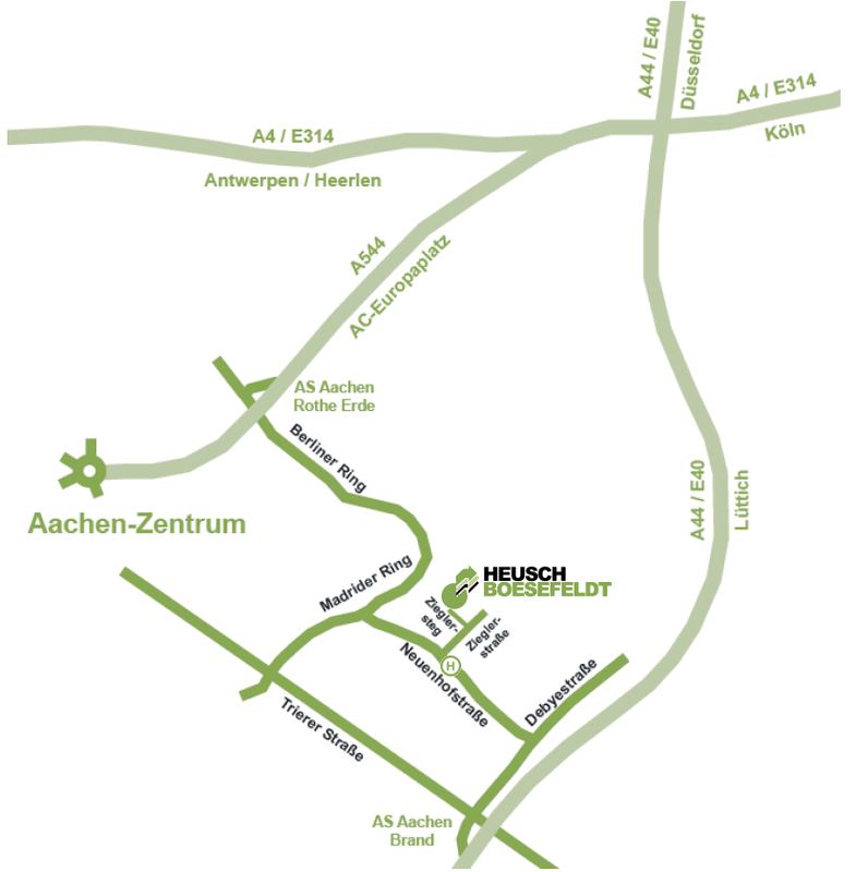 Anreise Heusch/Boesefeldt Aachen